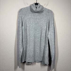 J Crew Size Large Turtleneck Sweater Gray Merino Wool Alpaca Blend Soft